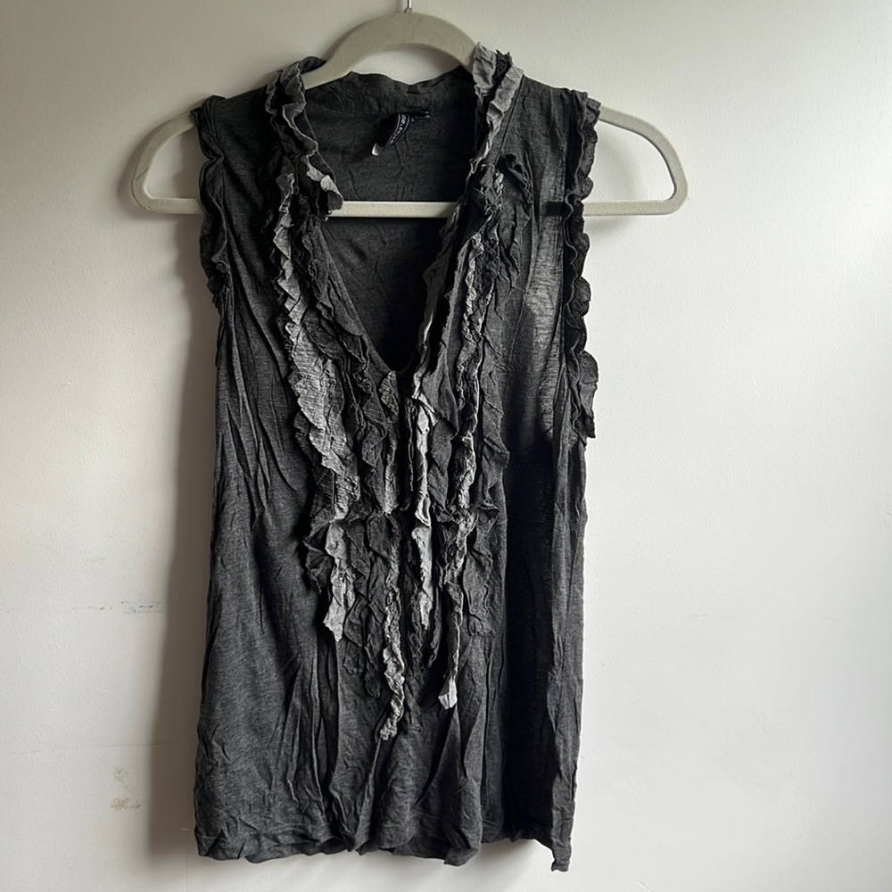 Grey one September tank with ruffle detail L